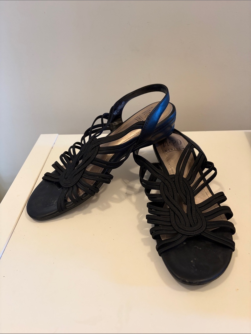 Impo Black Braided Strappy Slingback Sandals